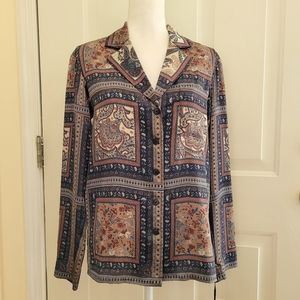 NWT W by Worth Navy Engineered Scarf Print Jacket Size XS